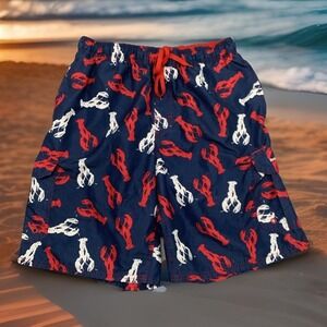Beverly Hills Polo Club Swim Trunks Board Shorts Lobster Print Red Blue Casual
